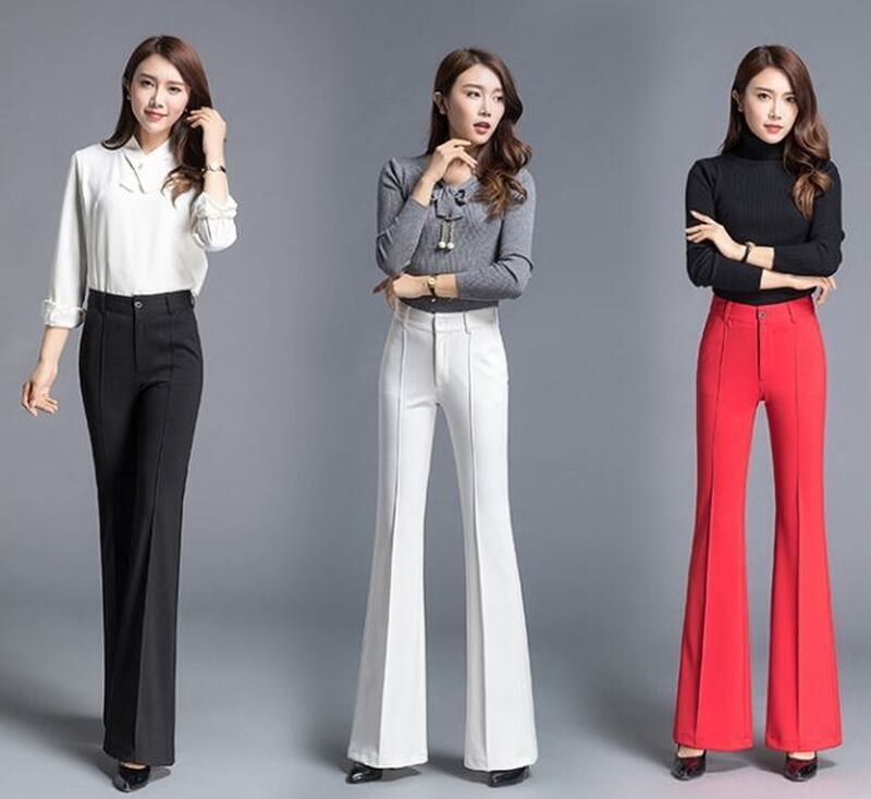 サブカル 服 地雷系 通販 モード系 ボトムス パンツ ベルボトム ハイウエスト 大人きれいめ きれいめ 白赤 通勤 オフィス