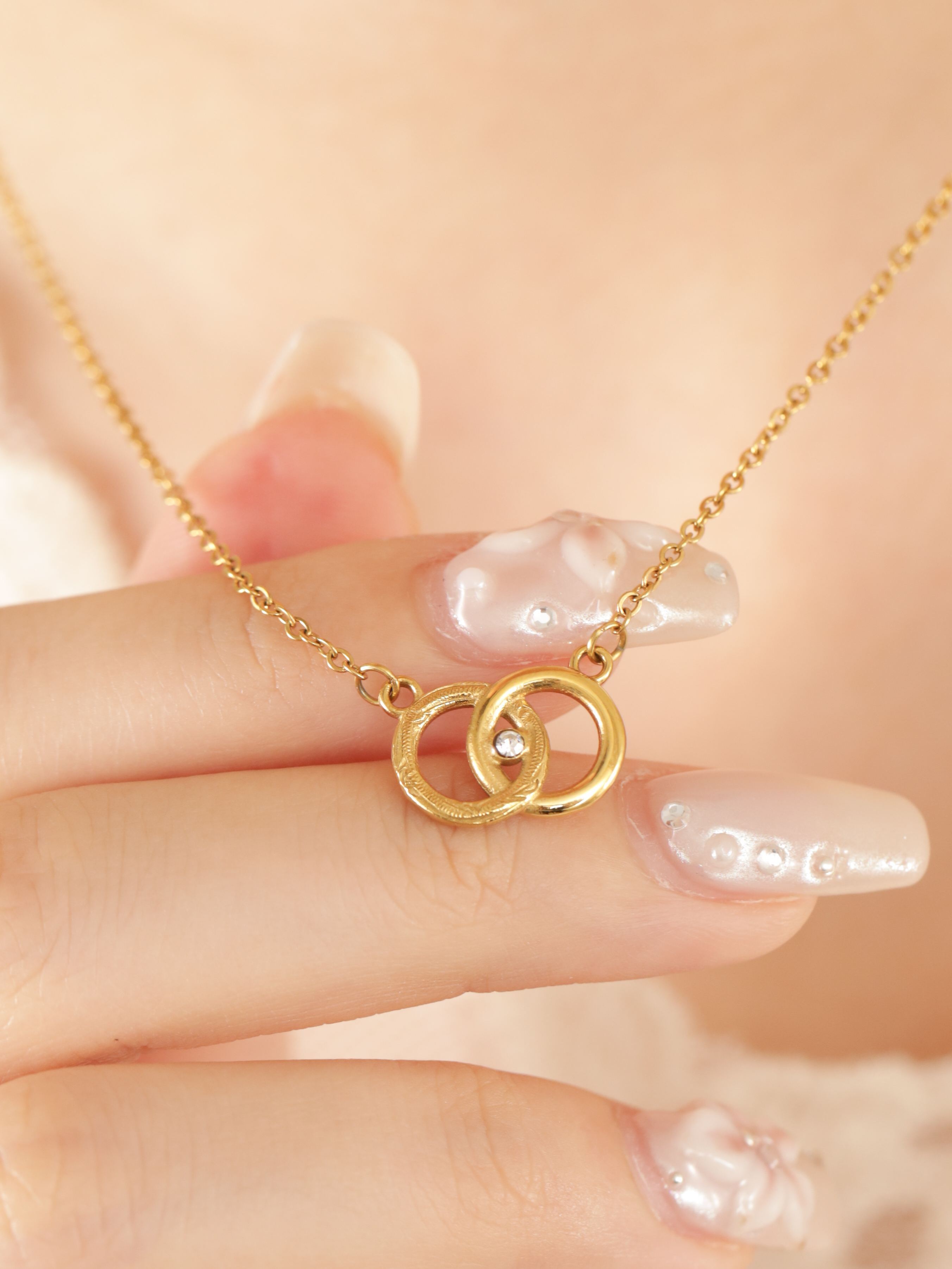316L hawaiian zirconia circle necklace #n58