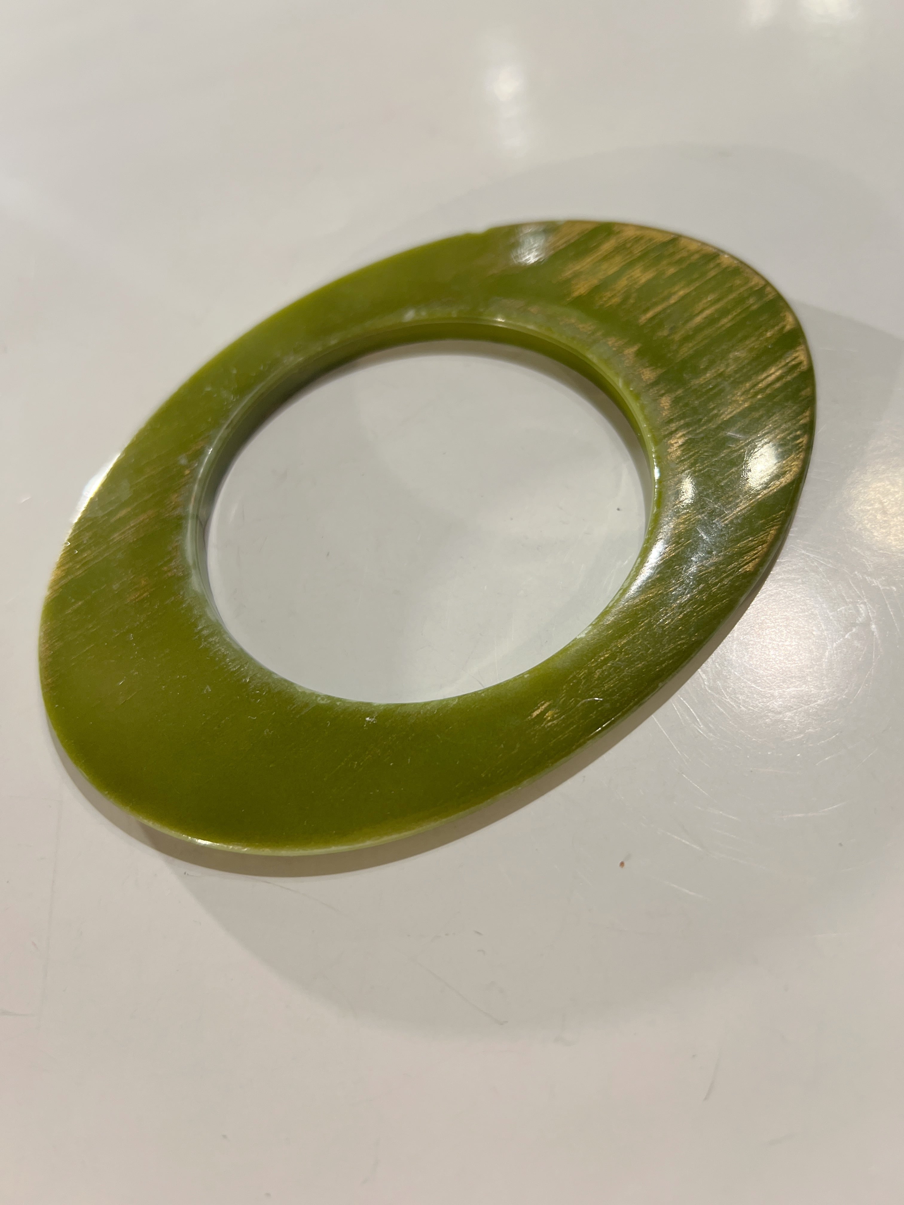 ★Special★Vintage green tea color × gold handpaint bangle
