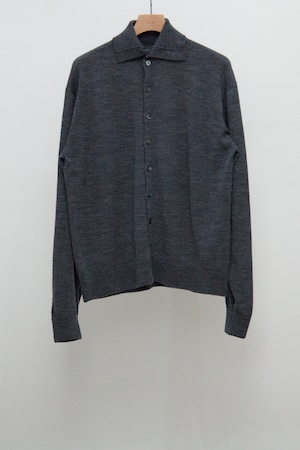 Polo Knit Cardigan - Gray
