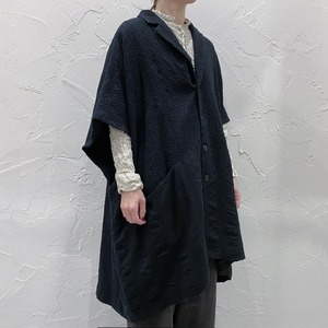 pas de calais wool patchwork short sleeve coat