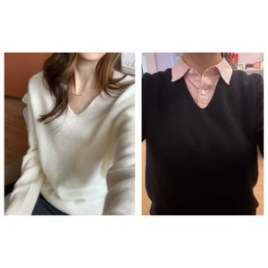 【定番の一枚】スムースタッチカシミヤ 長袖 ニット プルオーバー 8color W01445