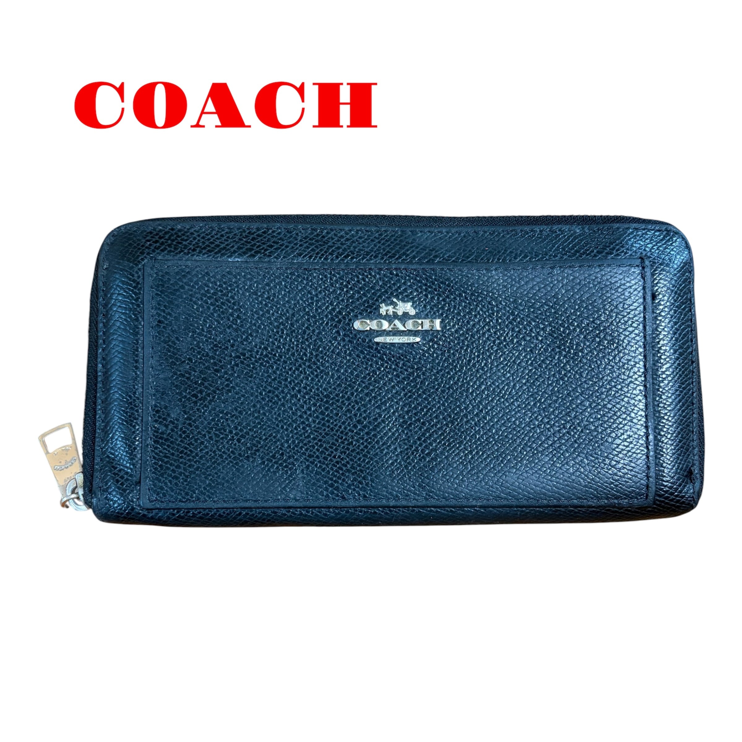 COACH コーチ 長財布 ブラック ラウンドファスナー レザー 52648