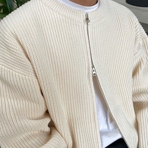 ホワイトニットジップブルゾン　MT0080314