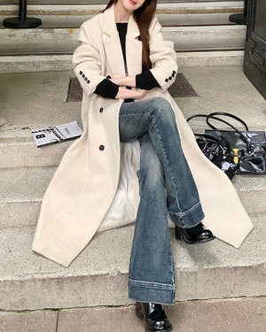 ミニマルウールロングコート 3color A0765