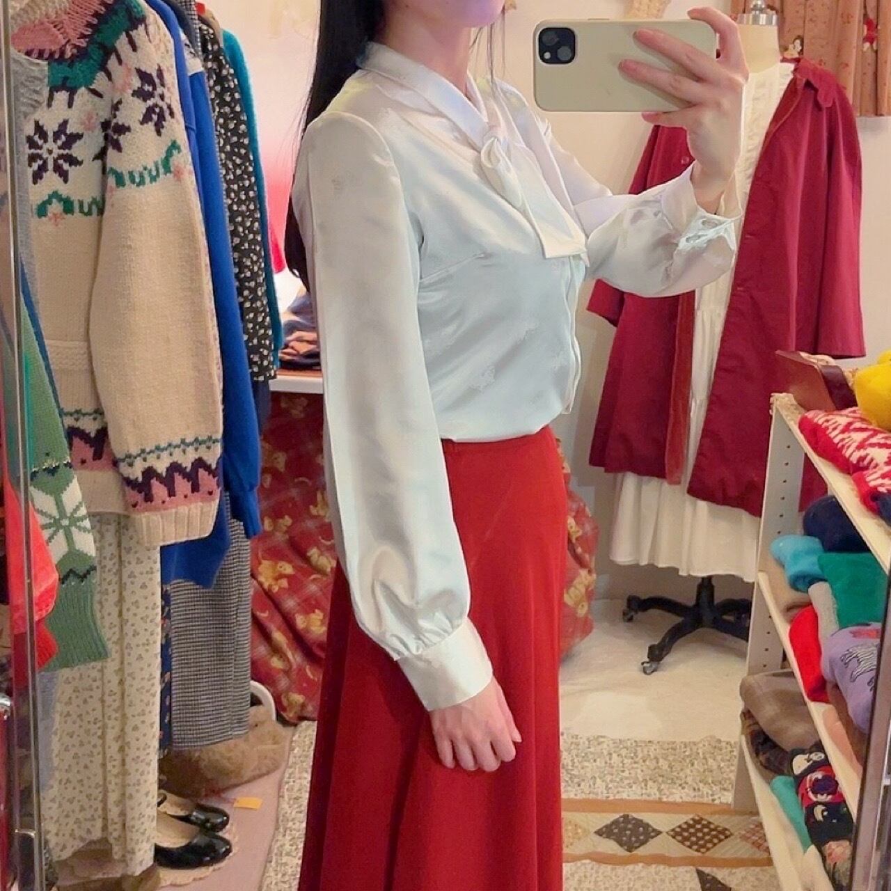 butterfly ribbon white blouse