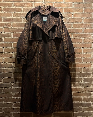 【Caka act3】“完品” Leopard Pattern Vintage Trench Coat