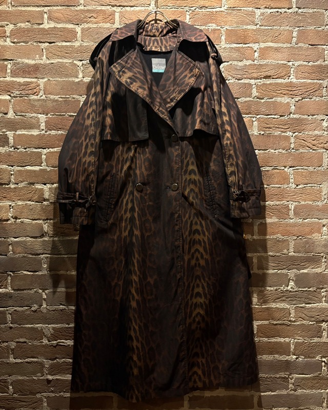 【Caka act3】“完品” Leopard Pattern Vintage Trench Coat