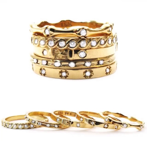 Kamilot Stack Rings 18K Yellow Gold with Diamonds SofferAri ソファーアリ 日本代理店 Taylor Swift テイラースウィフト 着用 Lily Collins リリーコリンズ 着用