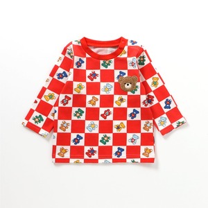 【26AW】F.O/tinybear Palette 総柄Tシャツ/レッド【70/80/90】くま テディベア