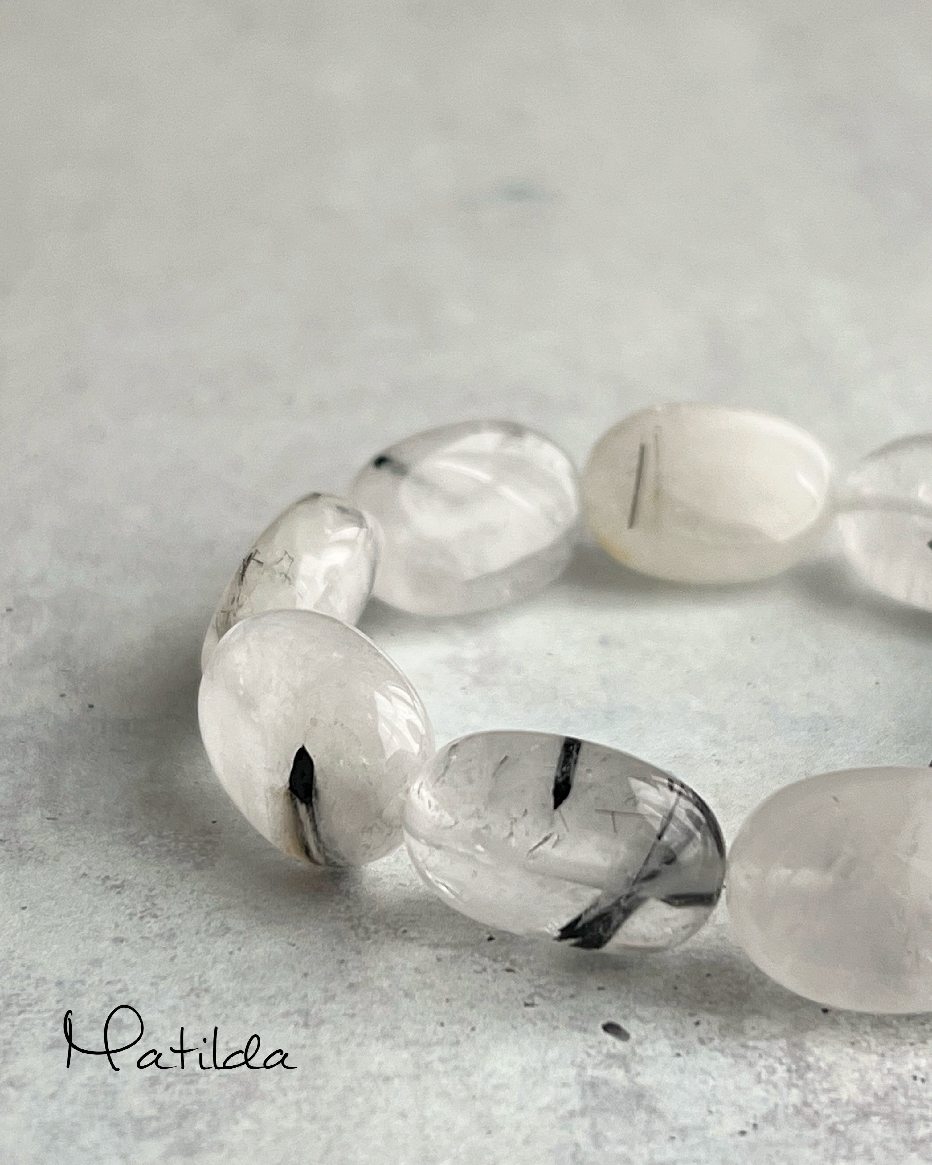 【再販】bicolor bracelet(ブラックルチルクォーツ×オニキス)