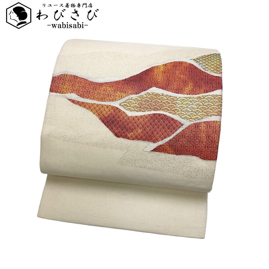 名古屋帯 真綿紬 雰囲気の良い抽象模様 O-5314 着物 きもの kimono