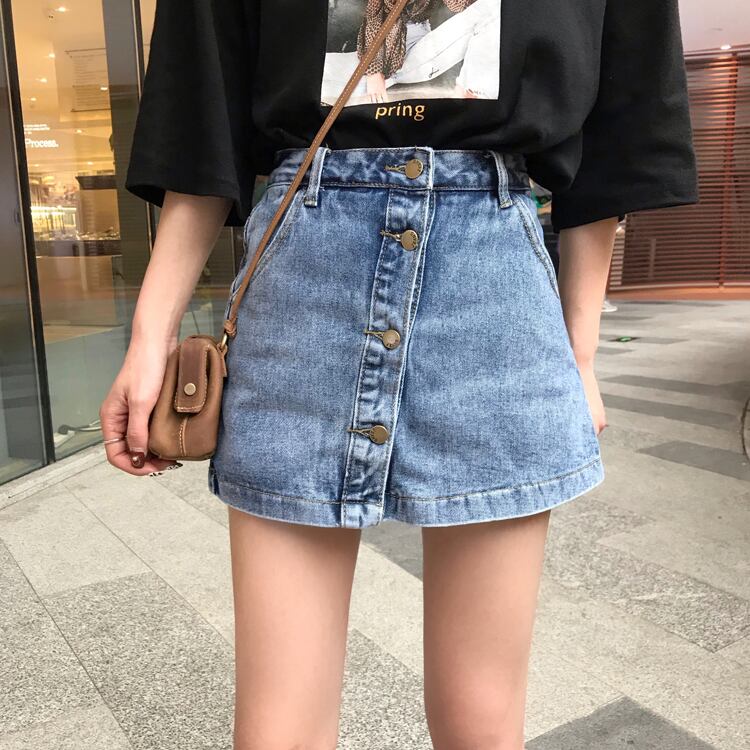 キュロット ショートパンツ スカート ミニ丈 ショート丈 ボタン デニム Aライン 韓国ファッション 大人可愛い きれいめ カジュアル Luluca 韓国トレンドファッションluluca ルルカ キュロット ショートパンツ スカート ミニ丈 ショート丈 ボタン デニム Aライン 韓国ファッション 大人可愛い きれいめ カジュアル Luluca 韓国トレンドファッションluluca ルルカ