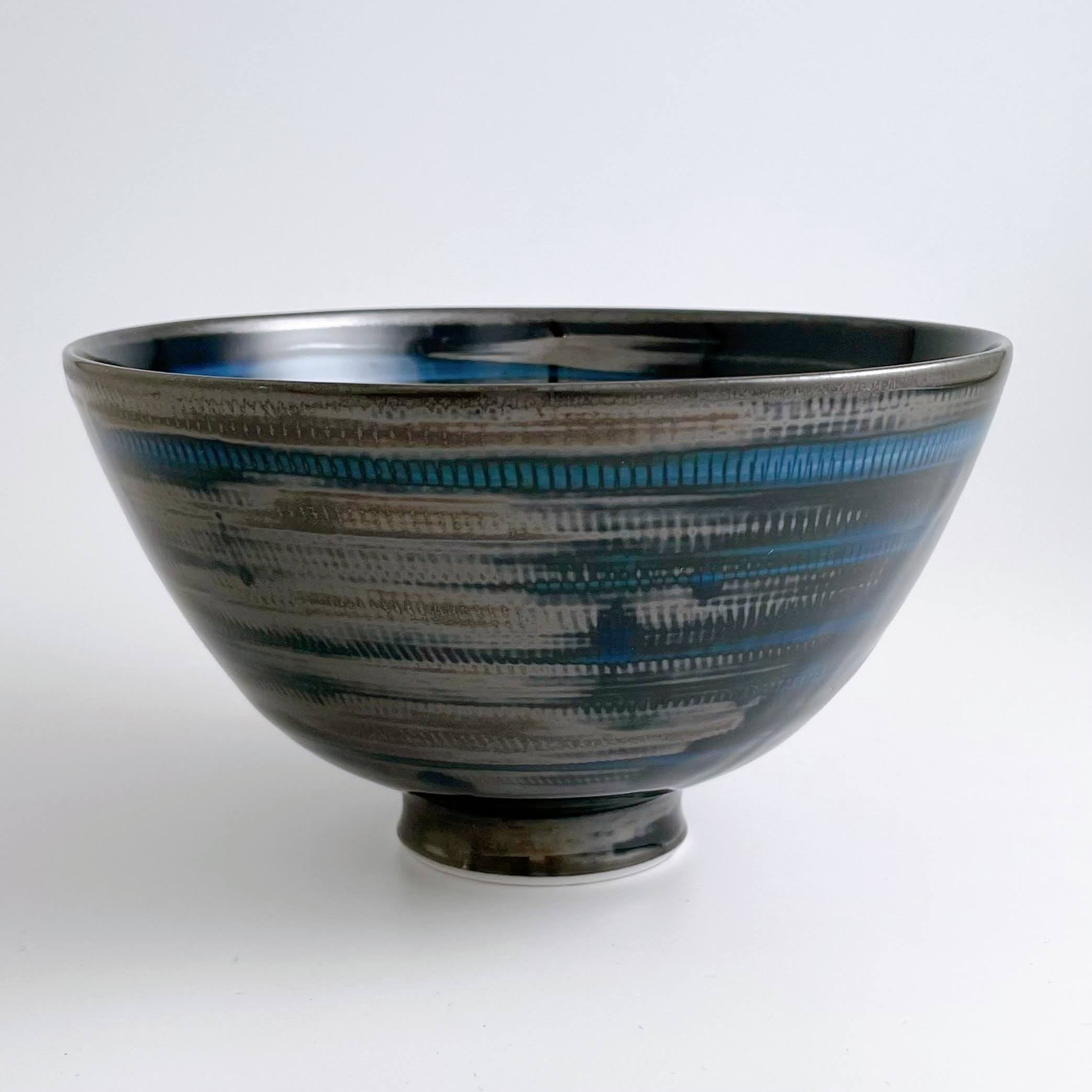 波佐見焼】天目釉飛びかんな文様＿お茶碗 | 波佐見焼 福春online