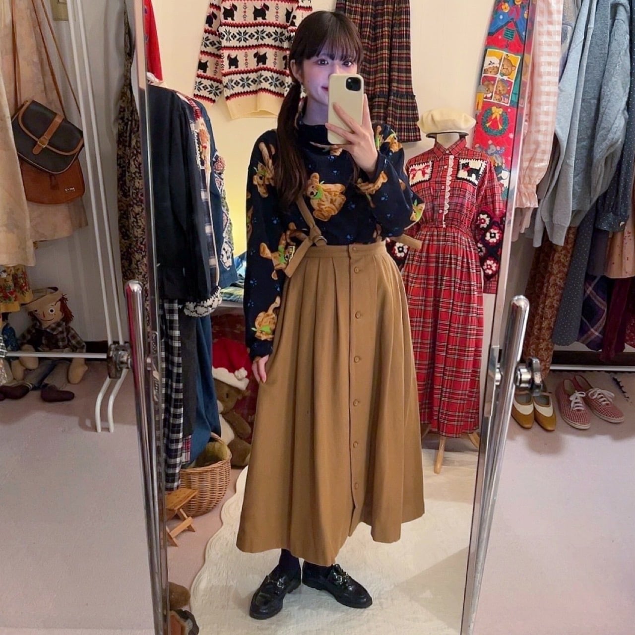 scarf bear fleece pullover