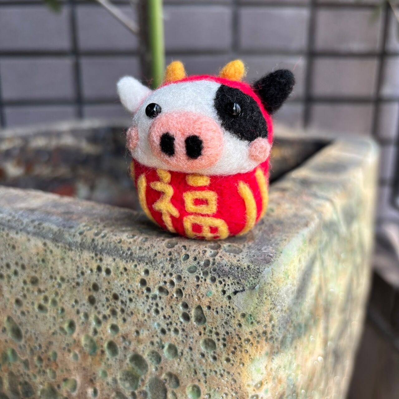 羊毛フェルト 干支ダルマ（丑） 縁起物 | トイロ｜水引・羊毛フェルト