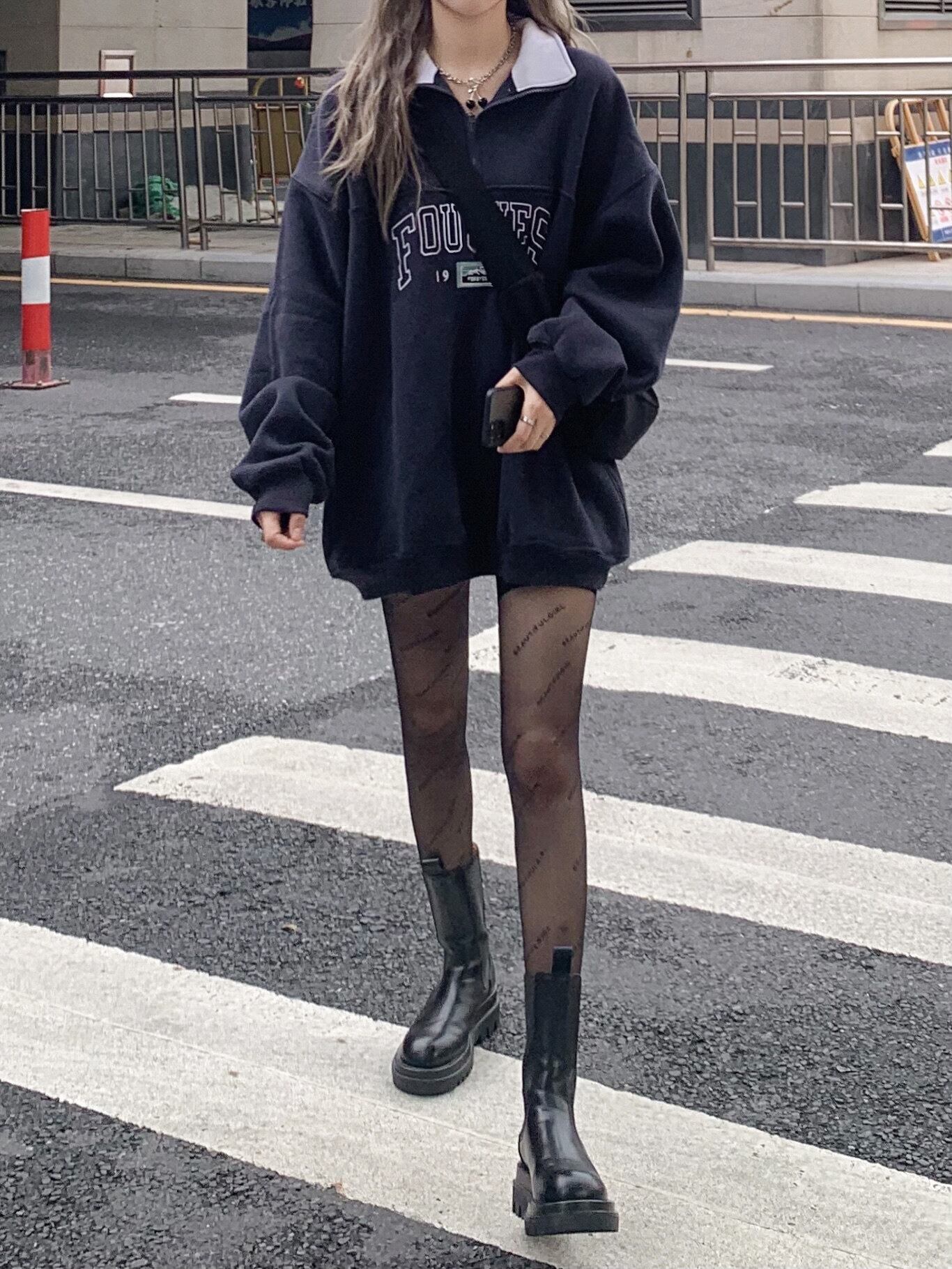 スタイルスタンダードセーター オータムルーズジッパープルオーバー ブラウス ロング レトロ 秋物 モンロー64130120396