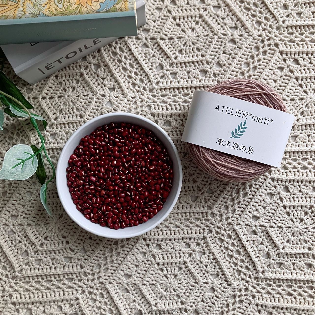 【草木染め糸】スーパーウォッシュメリノ 小豆段染め(95g)