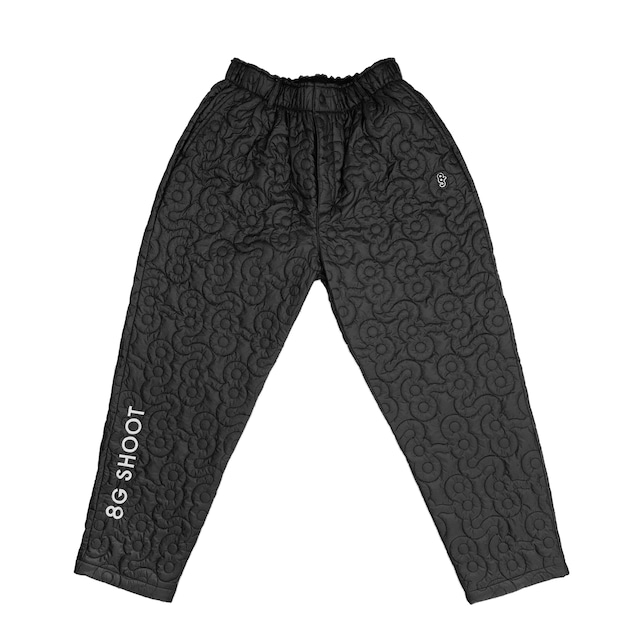 LOGO PATTERN QUILTING PANTS -CHARCOAL-