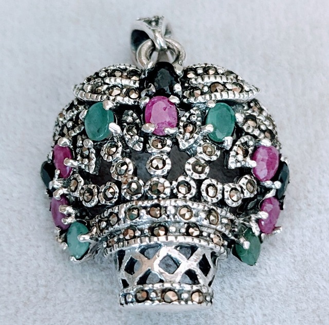 トルコ製 925silver 天然石 ペンダントトップ（花籠） | HAYAT TURKISH  