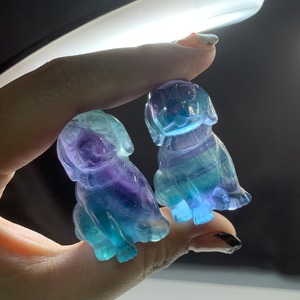 送料込込み☆ペア・フローライト犬