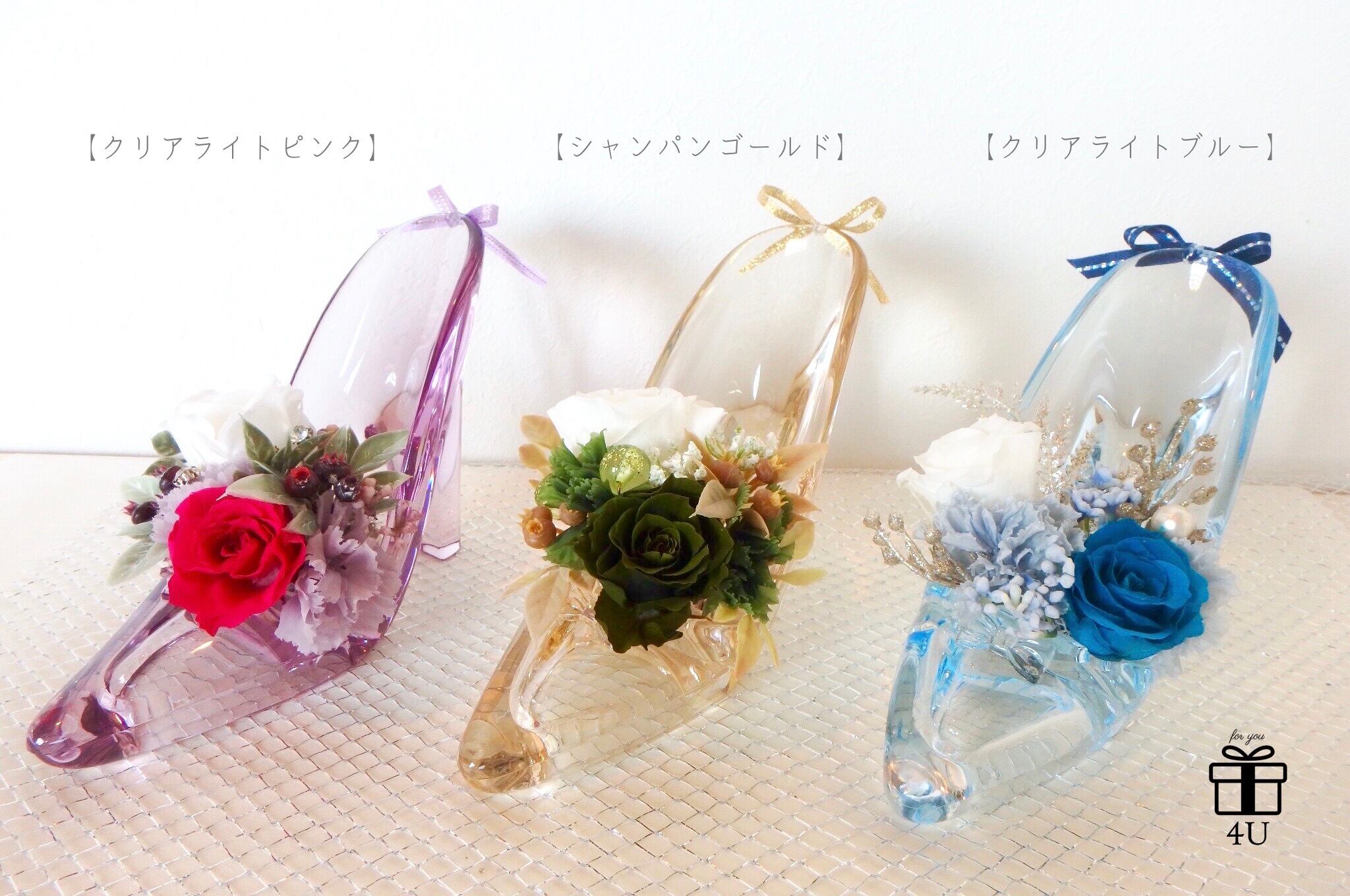 クリアライトピンク】ガラスの靴風✳︎アクリルハイヒールフラワー