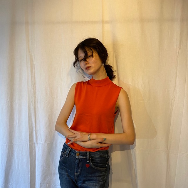 orange sleeveless knit