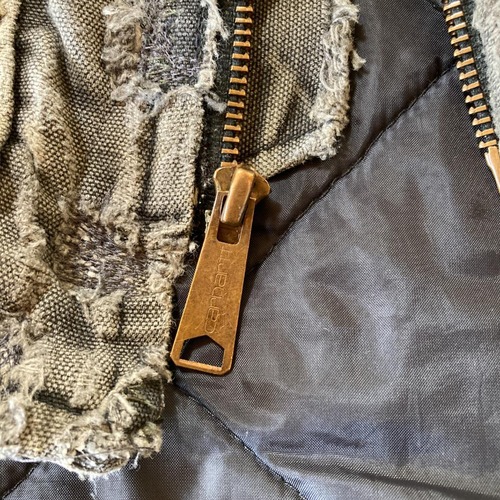 90s Carhartt フェード ブラック キルティングライナー 刺繍 USA製 vest 詳細写真5