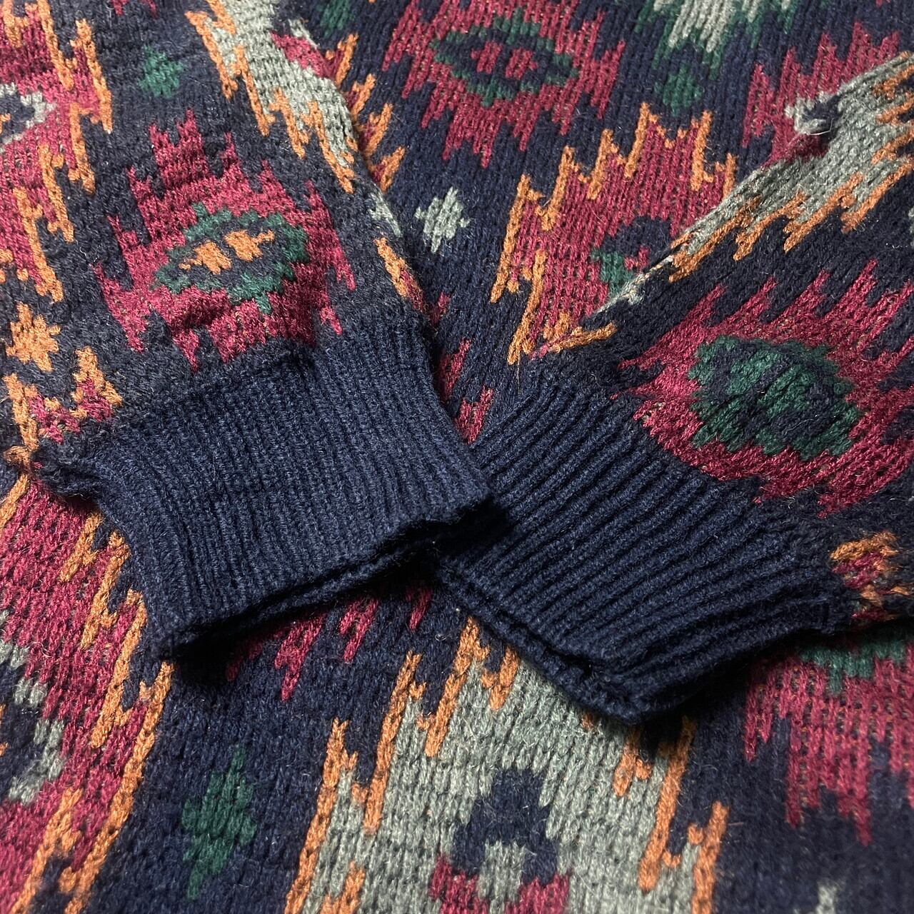 超高品質販売中 アクリル ニットポロシャツ 総柄 マルチカラー(メンズ 