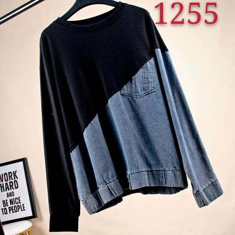 バイカラーデニムトップス