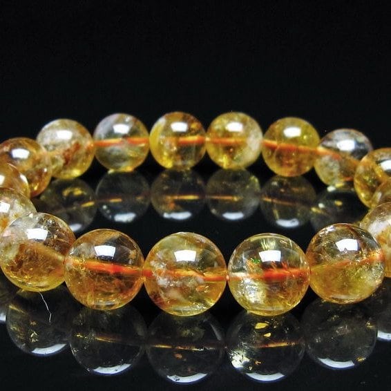 シトリン ブレスレット 虹入り 12mm シトリンクォーツ ブレス メール便可 一点物 111-50493
