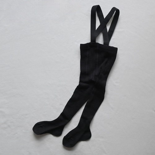 《condor》Merino wool-blend tights with elastic suspenders / カラー900 Negro
