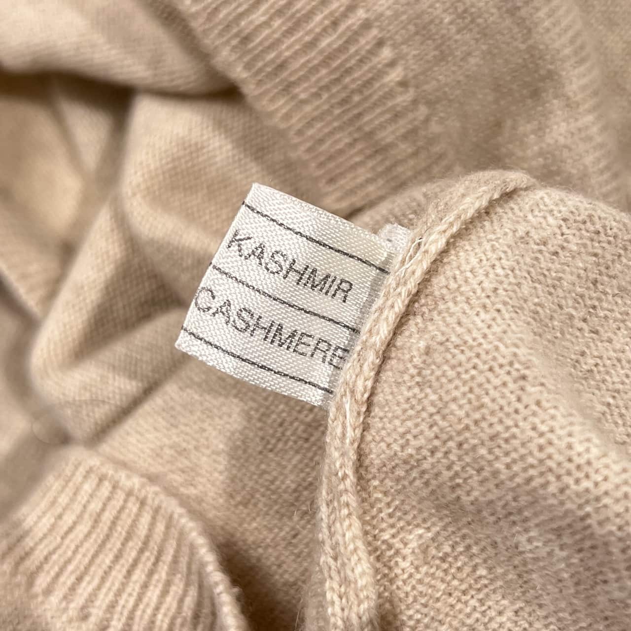 カシミヤ100% イタリア製 Montecarlo モンテカルロ Vネック 半袖 ニット セーター 46/ベージュ系 レディース