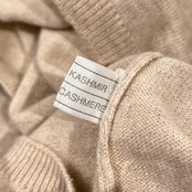 カシミヤ100% イタリア製 Montecarlo モンテカルロ Vネック 半袖 ニット セーター 46/ベージュ系 レディース