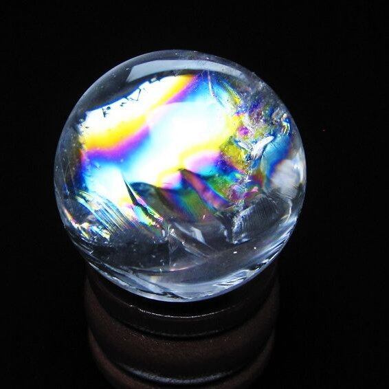 アイリスクォーツ 水晶玉 虹入り 27mm 水晶 丸玉 スフィア 置物 原石 一点物 141-8684