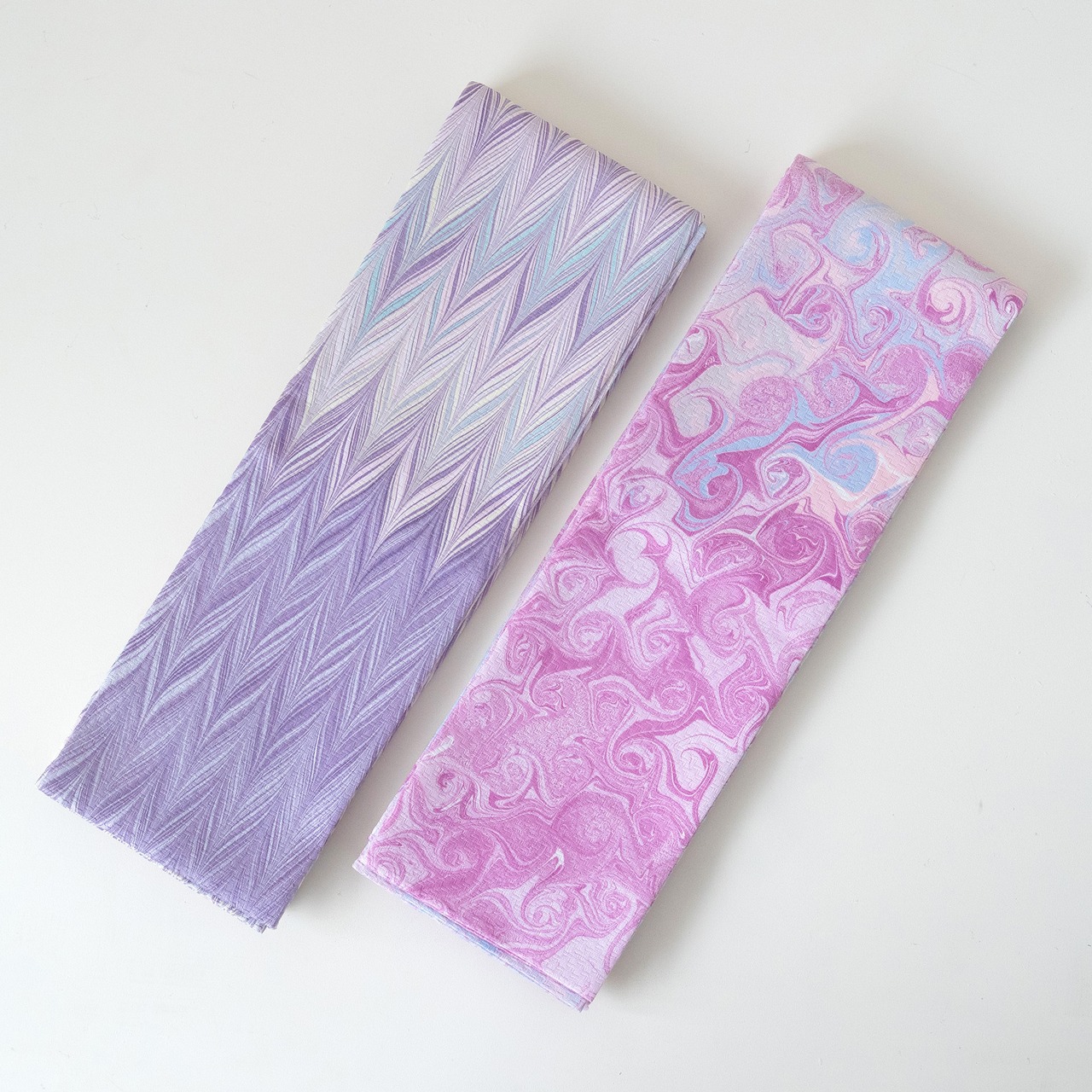 墨流し半幅帯［夢幻藤］矢羽柄