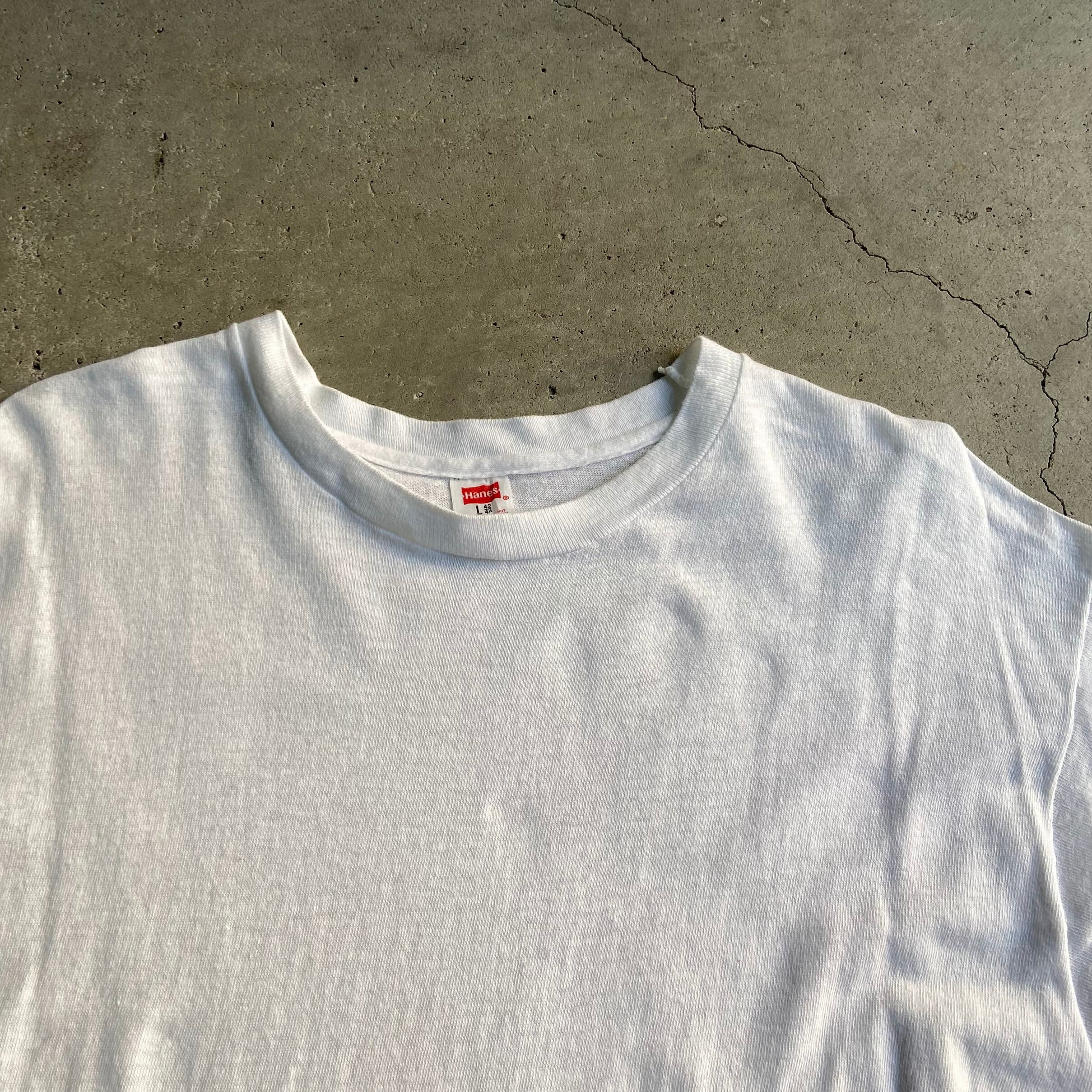 70年代 USA製 Hanes ヘインズ シングルステッチ 無地 Tシャツ メンズL 