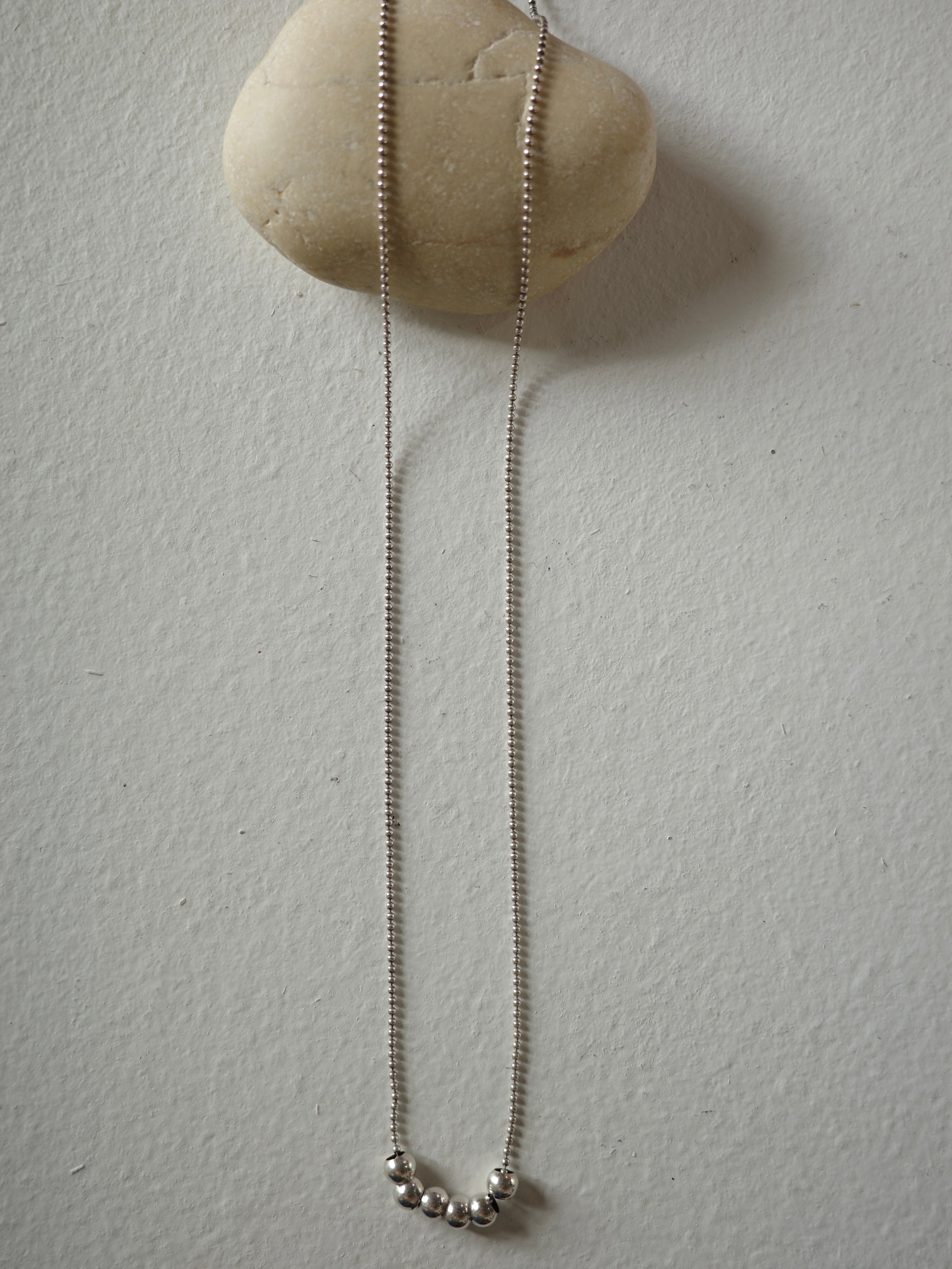 <vintage silver925>six beads chain necklace