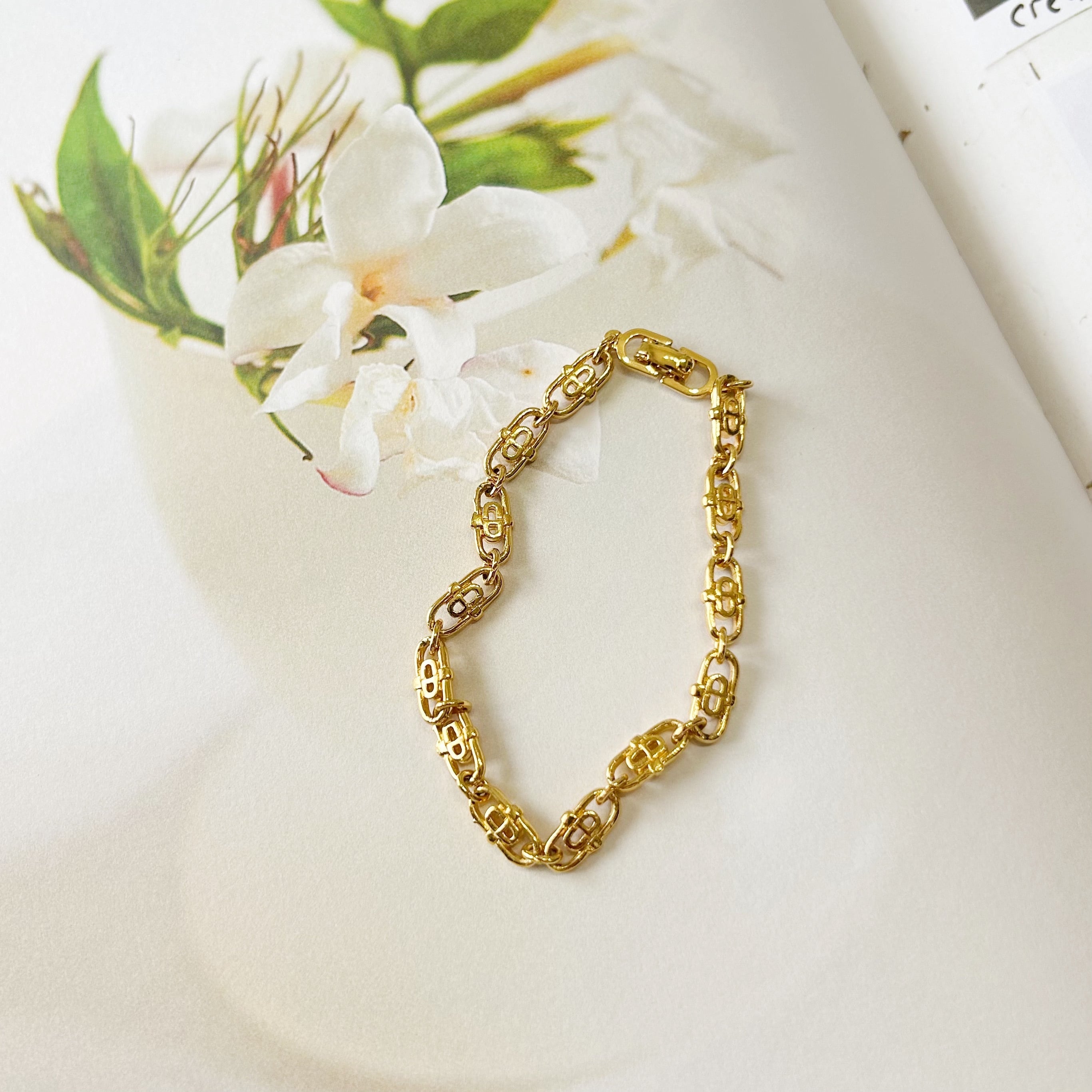 B6012】Christian Dior logo rhinestone bracelet/クリスチャン