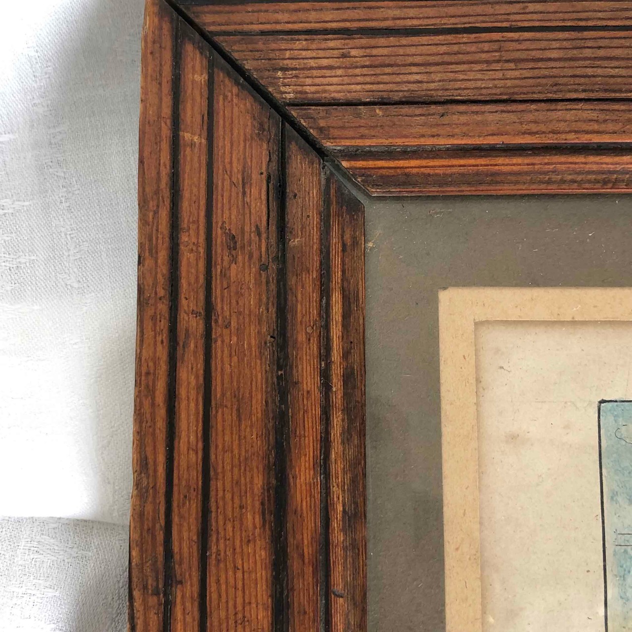 版画　リトグラフ　リモージュ地方風景　田園風景　木製フレーム 12PSbp14