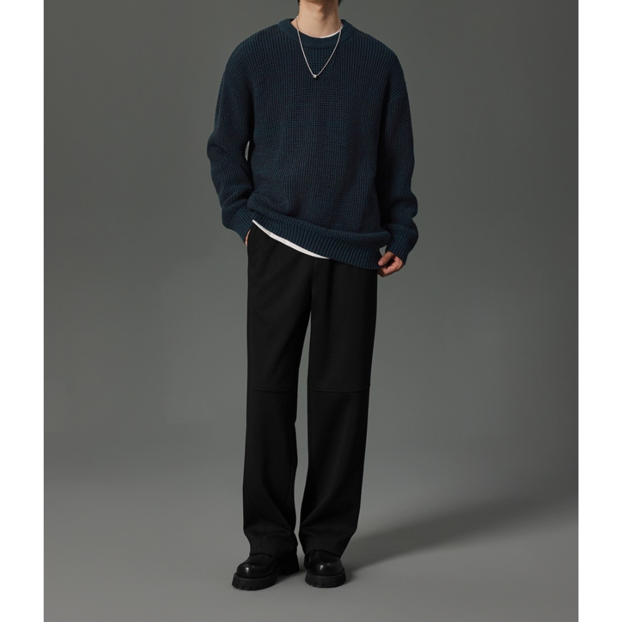 クルーネック リブ編みニット af0020