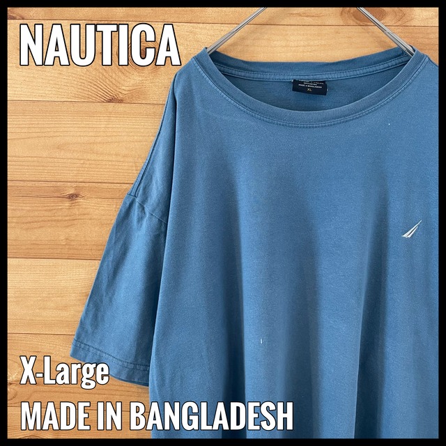 【NAUTICA】刺繍ロゴ Tシャツ ワンポイント XL ワイドサイズ くすみカラー ノーティカ US古着 アメリカ古着