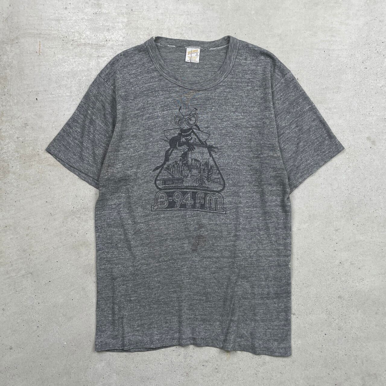 70年代 Sportswear B-94FM ラジオ 蜂 染み込みプリントTシャツ メンズS
