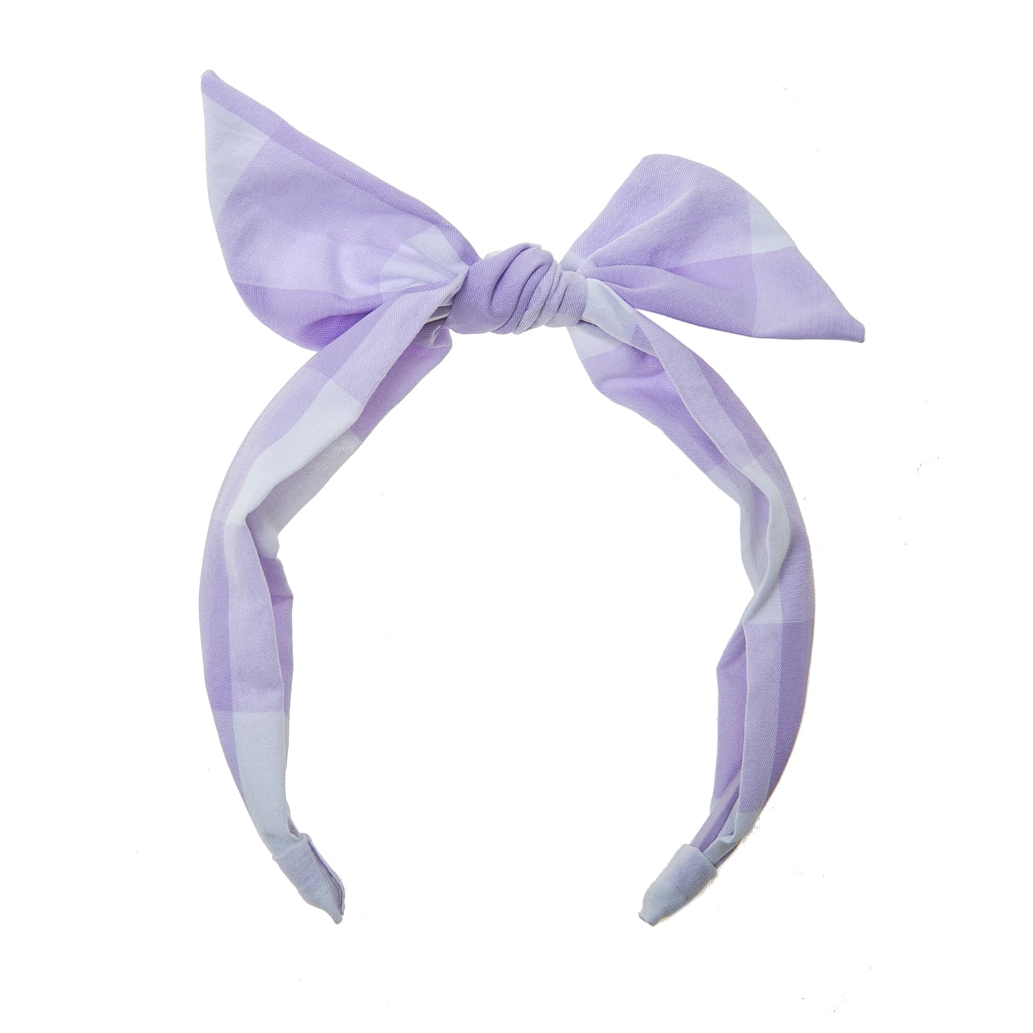 H1988L-Check Tie Headband - Lilac-LILAC