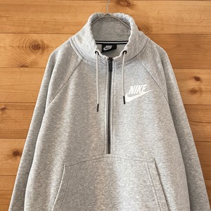 【NIKE】ハーフジップ スウェット ワンポイント ロゴ ナイキ S ラグラン カンガルーポケット US古着