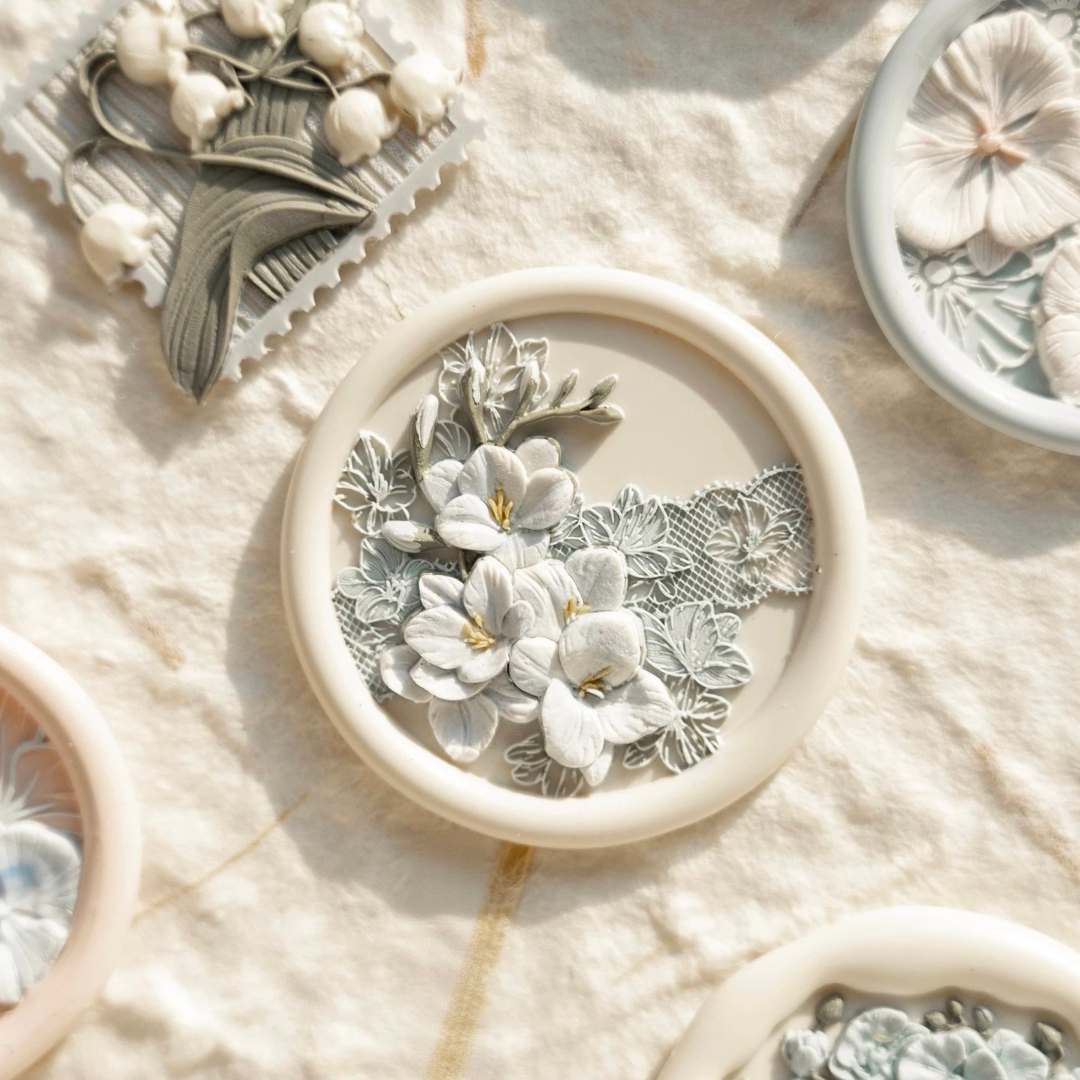 【限定入荷】レースの白蘭|Lace White Orchid25mm・シーリングスタンプ