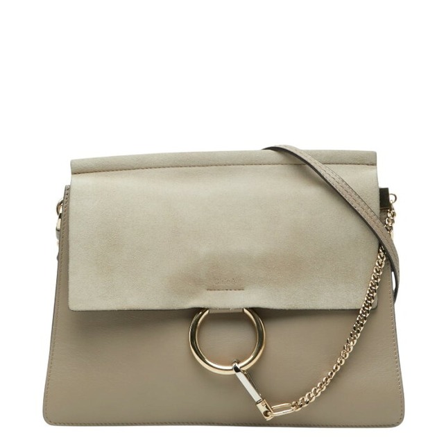 クロエ フェイ ラージ ショルダーバッグ ワンショルダー グレー レザー スウェード レディース Chloe 【中古】