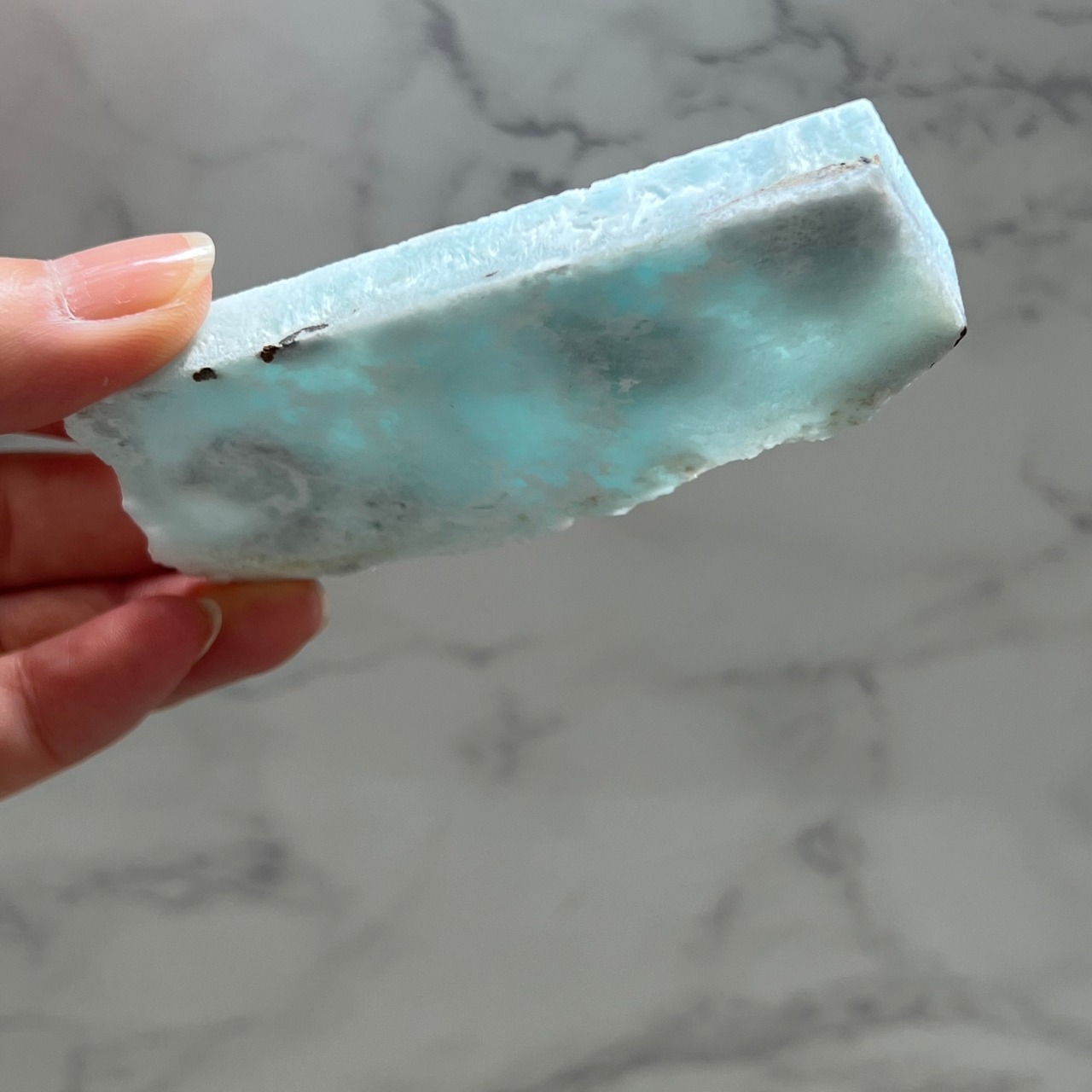 ラリマー原石スライス2*プレート*天然石インテリア*置き物*パワーストーン