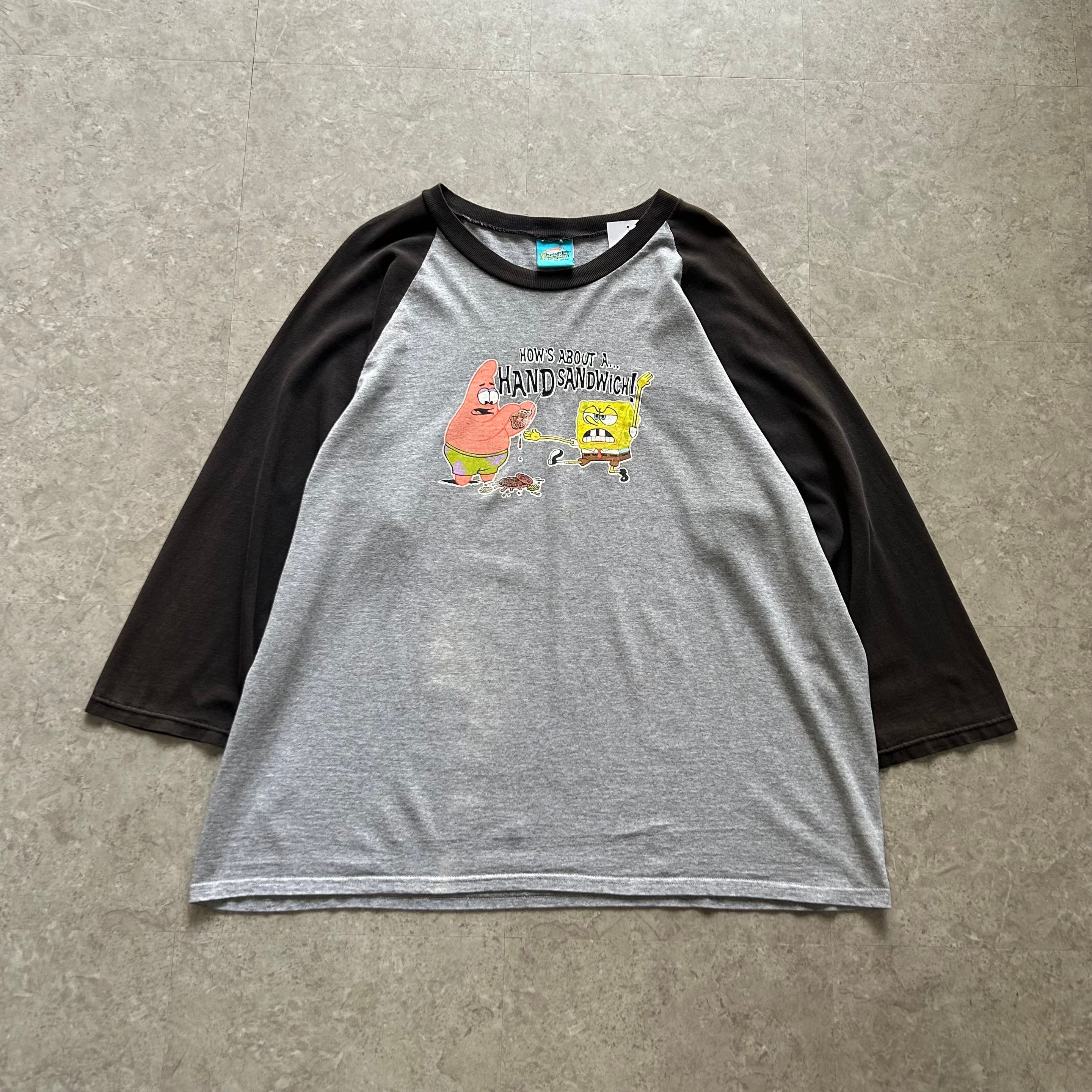2002s SpongeBob raglan sleeve T-shirt【仙台店】