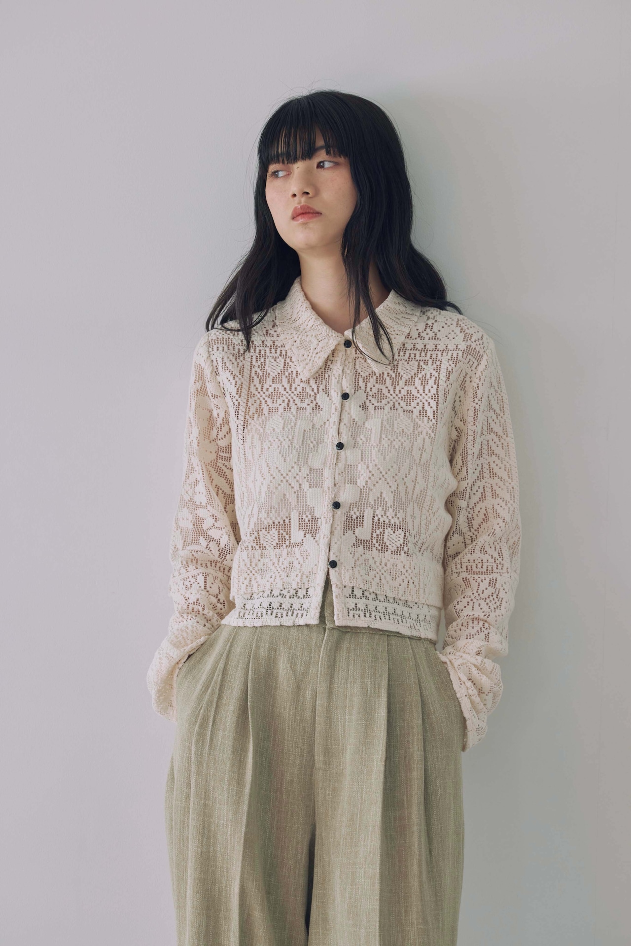 DU260502 Lace Button Cardigan Tops